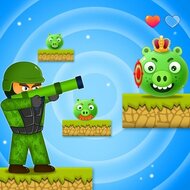 Игра Солдат против зеленых свиней