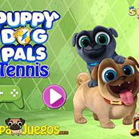 Игра Дружные мопсы играют в теннис Игра Дружные мопсы играют в теннис