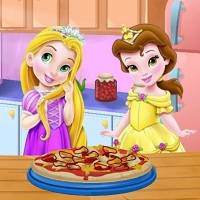 Игра Малышки Белль и Рапунцель готовят пиццу Игра Малышки Белль и Рапунцель готовят пиццу