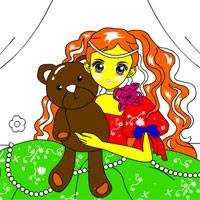 Игра Раскраска: Девочка с игрушками Игра Раскраска: Девочка с игрушками