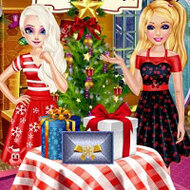 Игра Барби и Эльза: приготовления к Рождеству