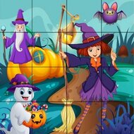 Игра Пазлы пятнашки: Хэллоуин Игра Пазлы пятнашки: Хэллоуин