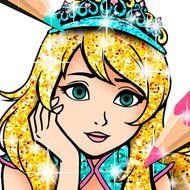 Игра Принцессы: раскраски с блестками