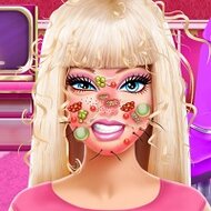 Игра Барби: лечение кожи и одевалка