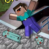 Игра Нуб и Про на скейтборде