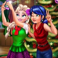 Игра Рождественское селфи Леди Баг и Эльзы