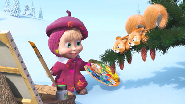 Маша и Медведь. Картина маслом